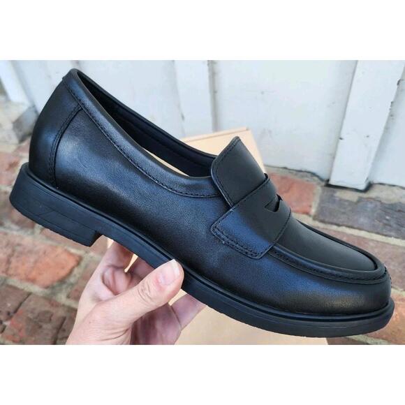 Wydr Studios Reese Low Heel Classic Loafers Shoes, Black Leather, Womens US 10WW - Picture 4 of 9